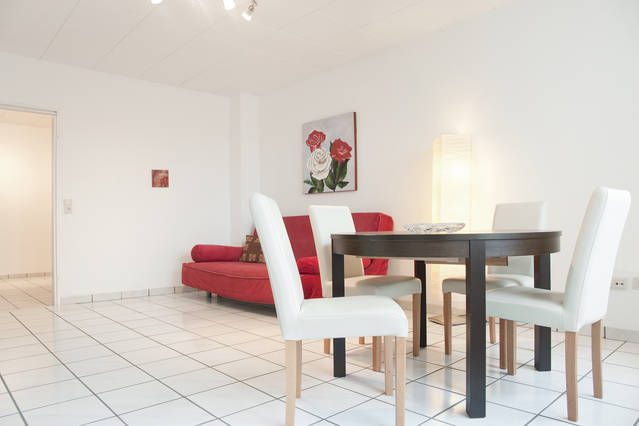 Living room with large dinner table