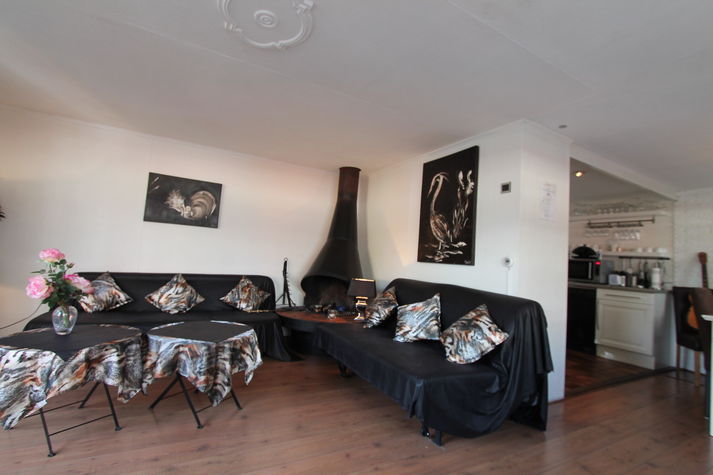 Livingroom with open fire place
2 sofa's easily turn into 2 beds from 1.40 x 2.00