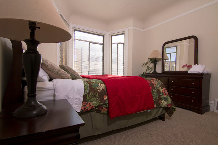 Queen Bed, Dresser.