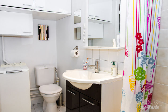 Paris Apartment Rental, Vacation in Paris
This bathroom comes complete with: bath/shower, sink, mirror, toilet and washing machine.