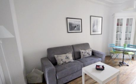 Paris Apartment Rental, Vacation in Paris
Sit down and relax after a long day of exploring Paris in this cozy Living Room / Kitchen. 