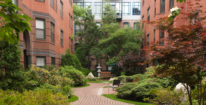 Beautifully-landscaped private courtyard.