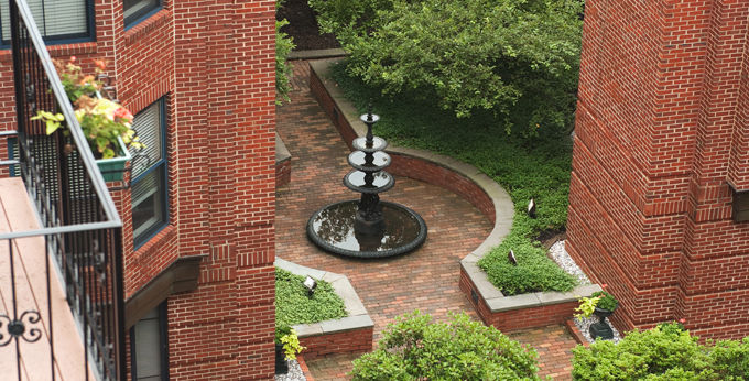 View of the beautiful Courtyard and the Fountain.