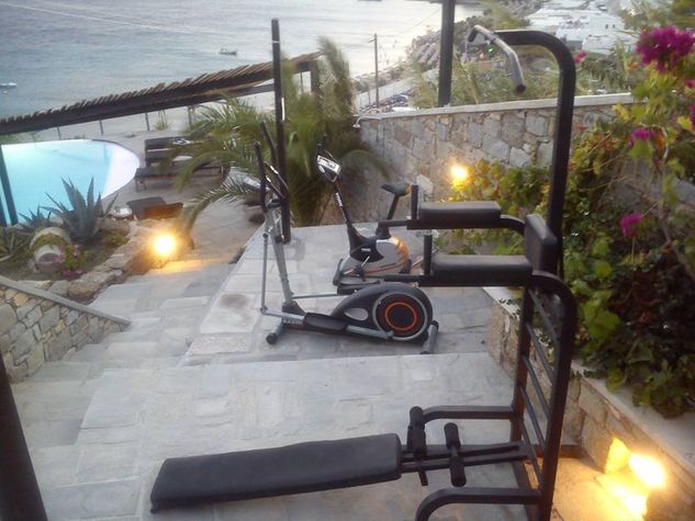 Mini gym by the pool