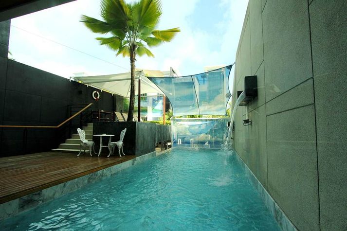 An exclusive marble swimming pool