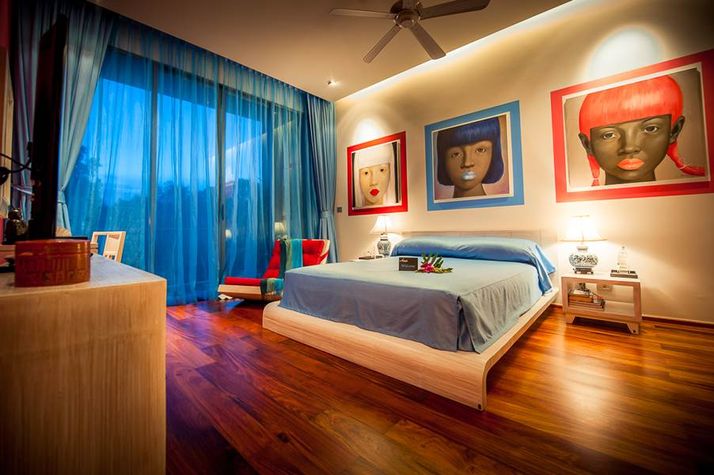 Blue modern Chinese style bedroom