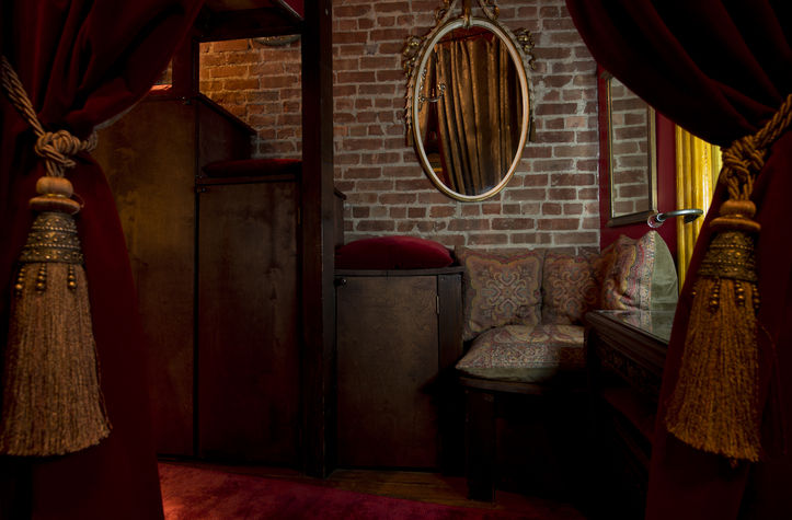 The Red Velvet Bedroom with sleeping loft above