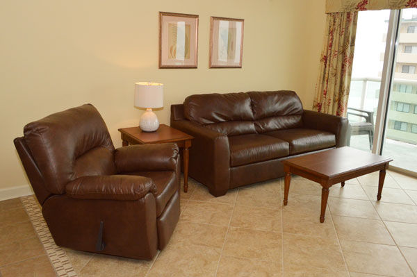 Spacious Living Area with contemporary leather seating