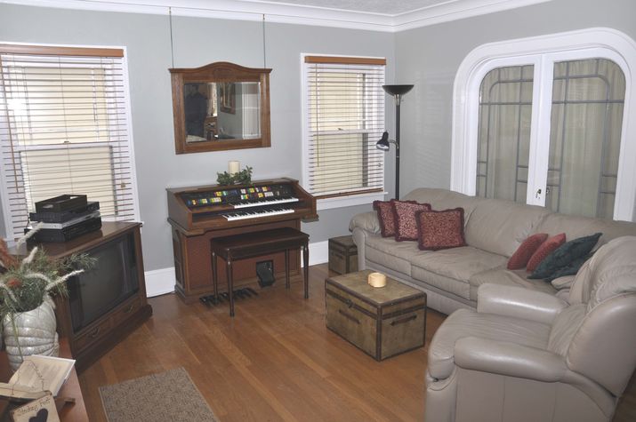 The TV has been replaced with a 60-inch Samsung Smart HDTV