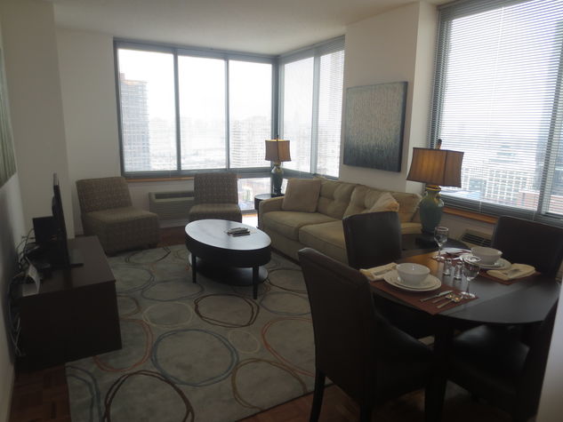 Dining area with seating for four where you can dine in comfort
