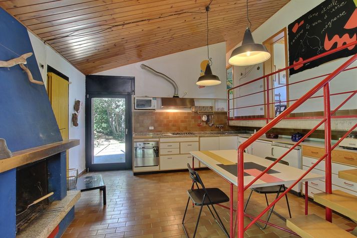 kitchen with fireplace