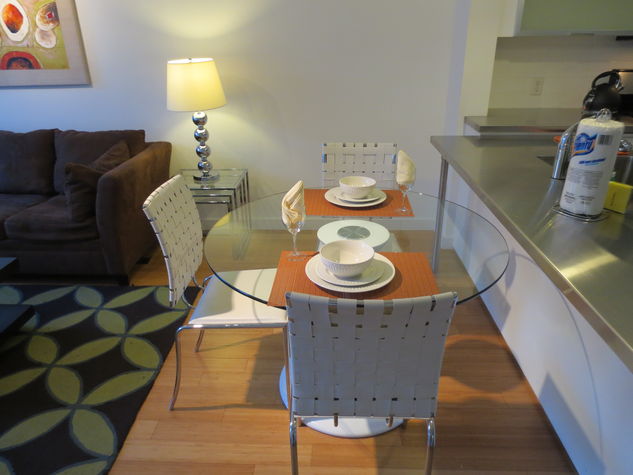 Dining area with seating for four where you can dine in comfort