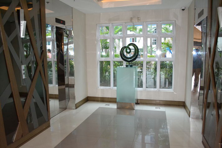 Art pieces in the elevator foyer