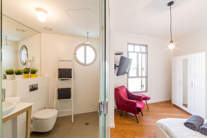 The master bedroom with it's private bathroom