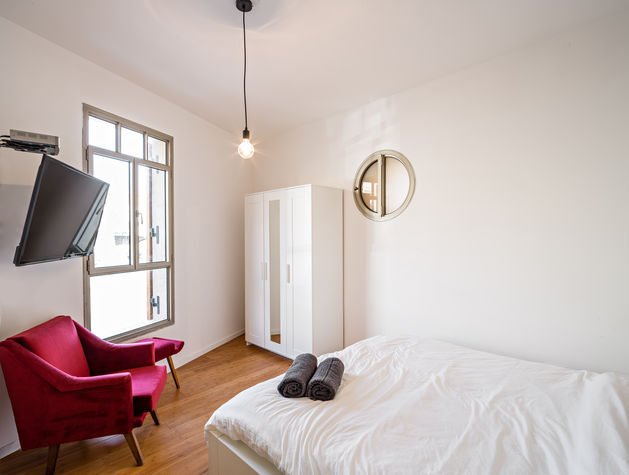 The master bedroom with it's private bathroom