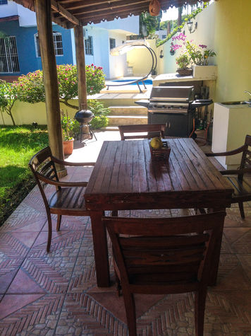 BBQ area overlooking the garden