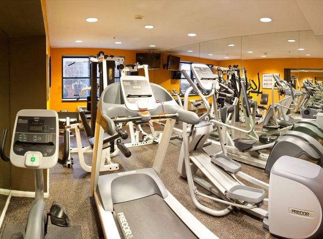 Large fitness center with cardio and weight machines