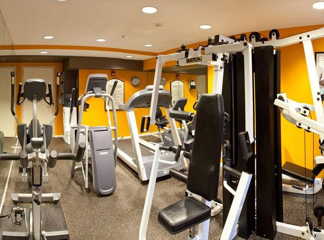 Large fitness center with cardio and weight machines