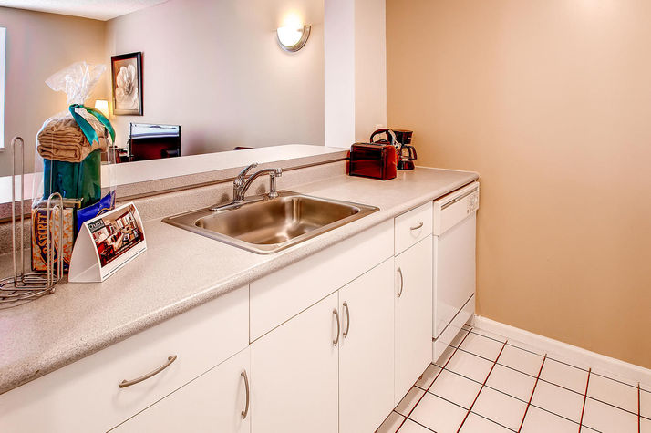 Fully equipped kitchen with full size appliances, pots, pans and dishes
