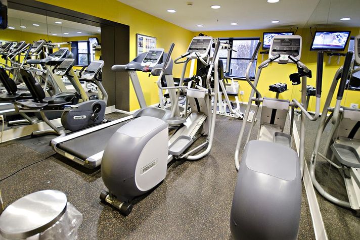 Large fitness center with cardio and weight machines