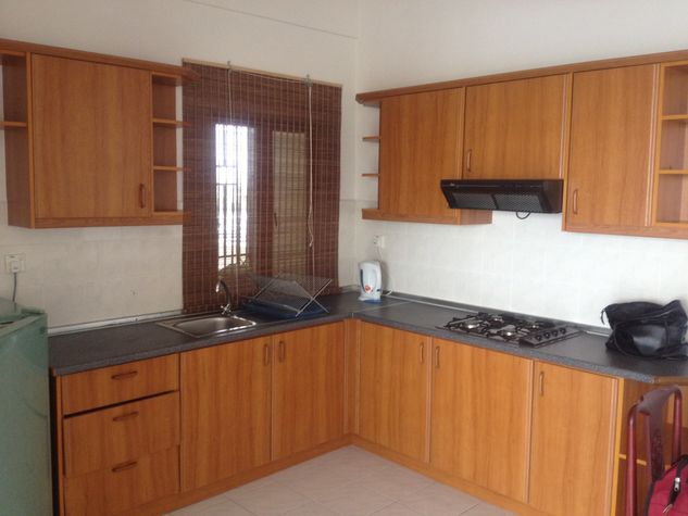 Fully equipped kitchen with fridge and microwave plus gas cooker