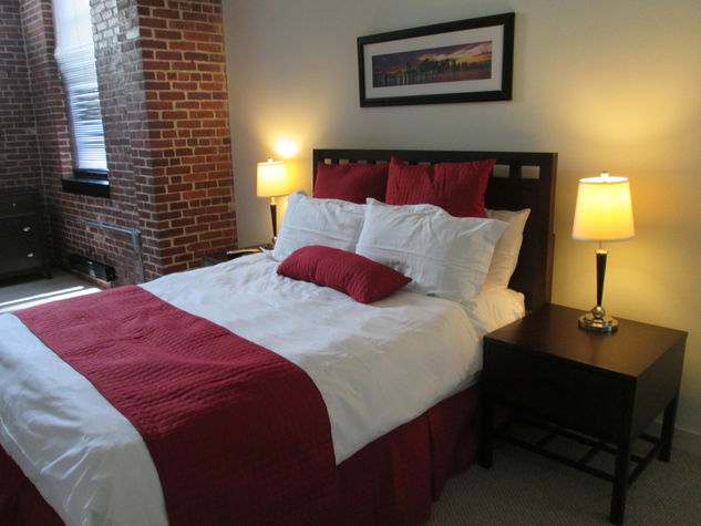 Spacious second bedroom with queen size bed and large closet