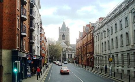 Directly outside the front door of the apartment, you're looking right up to Christ Church Cathedral