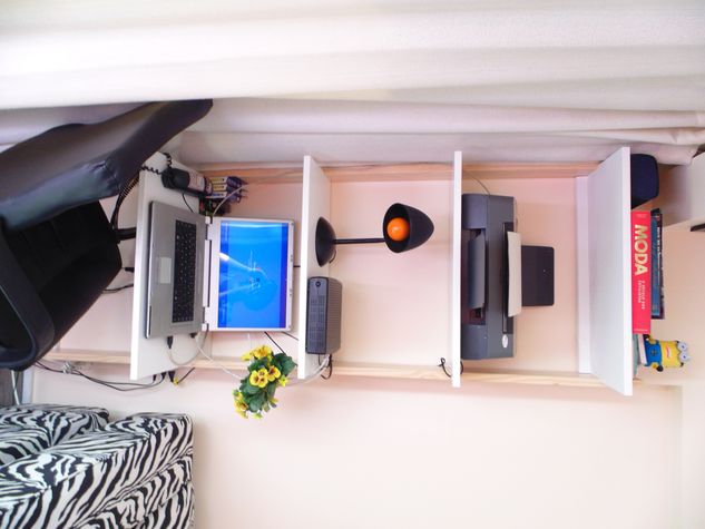 mini home office with printer