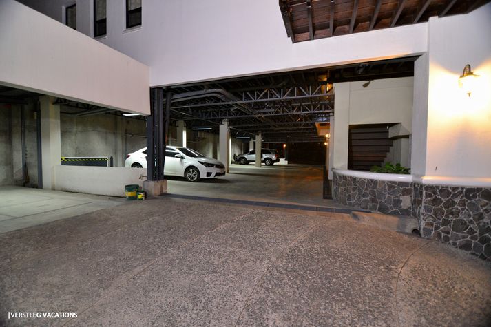 Parking garage, safe and secure. 