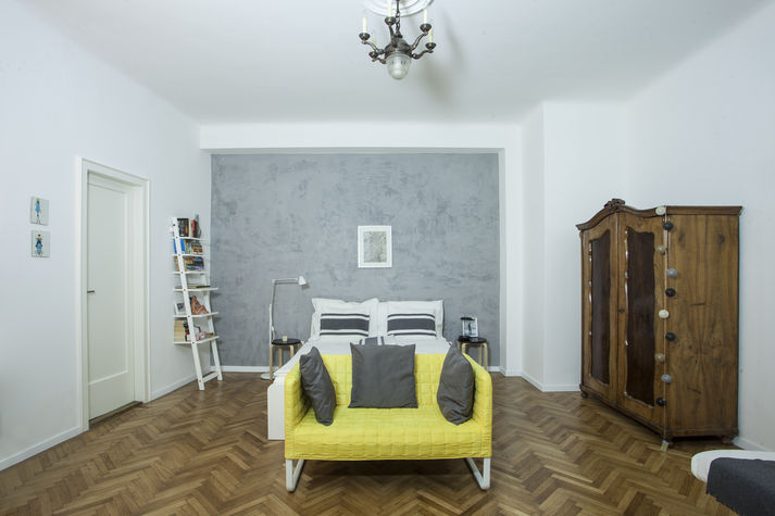 Living room with the king size bed