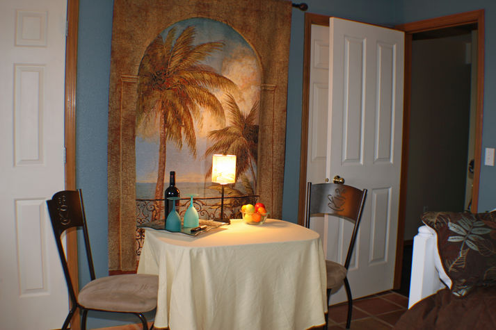 Bistro table in sunroom