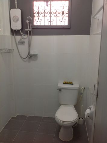 Shared bathroom with hot shower