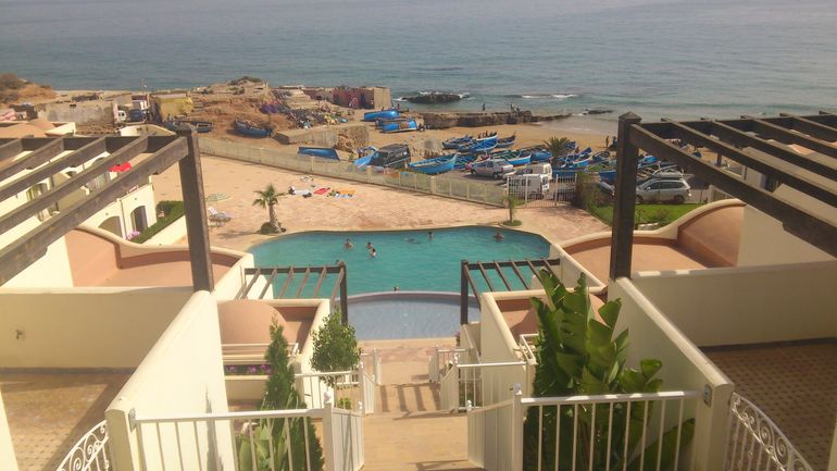 From the entrance to the apartment looking down to the pool