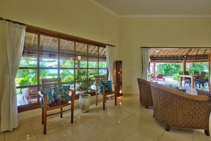 View from villa to covered terrace