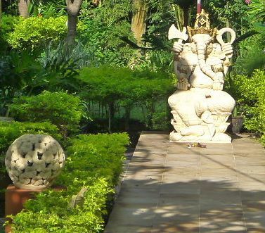 View toward villa front entrance door