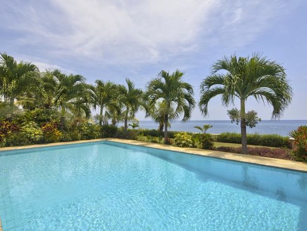 View across pool to beach
