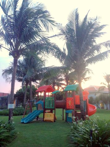 Kids' playground at dusk.