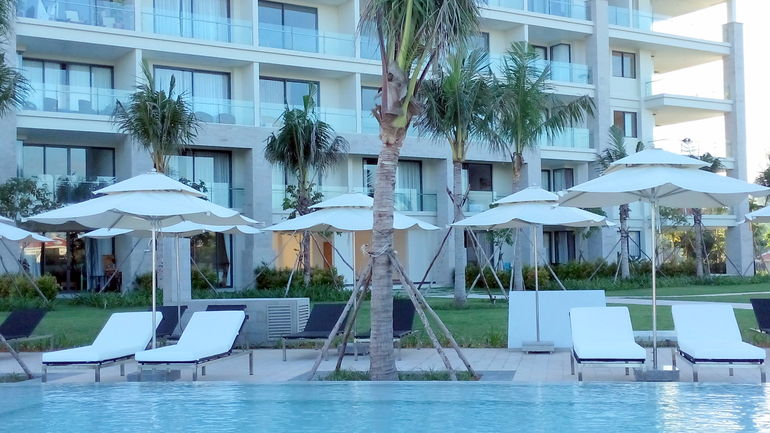 The newly built swimming pool complex in front of our apartment is one of the largest pools across Danang and Hoi An resorts.