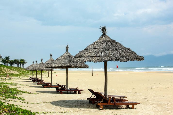 Plenty of sun loungers by the beautiful beach.