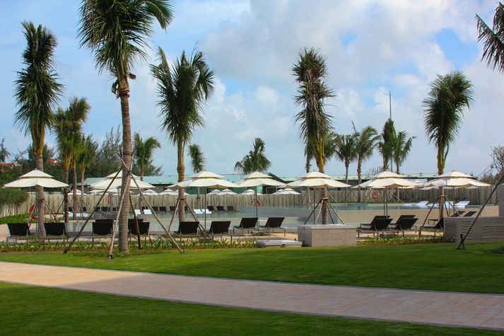 View of the pool from our patio.