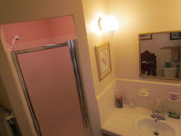 shower with glass door