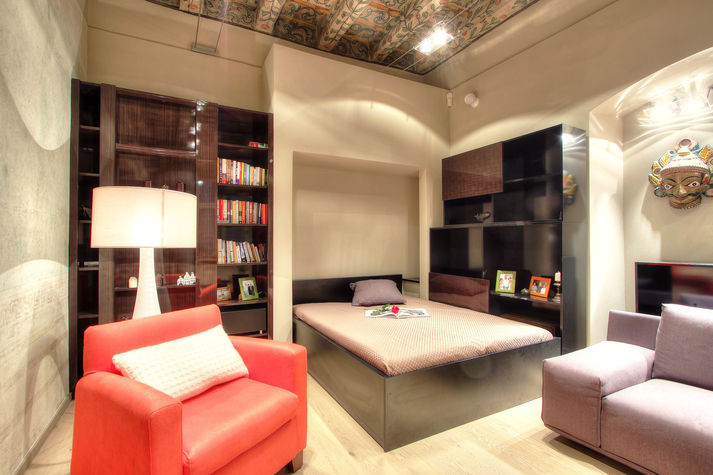 living room with hidden double bed