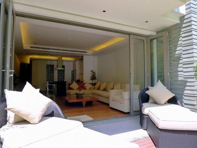 Sunbeds at the terrace and living area