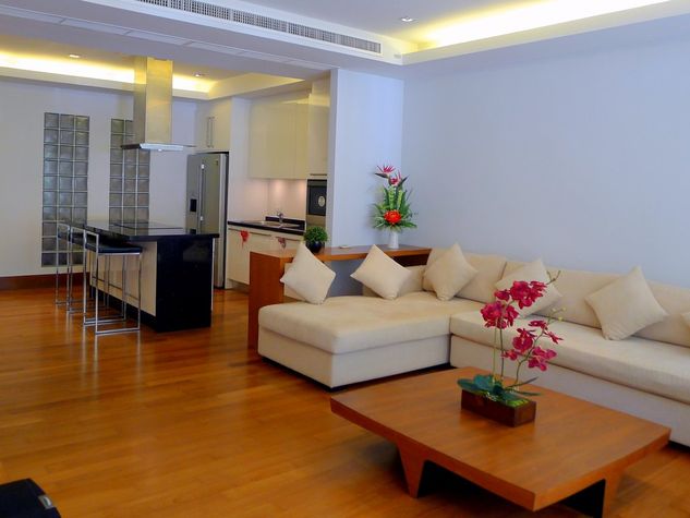 Open space living area and a kitchen