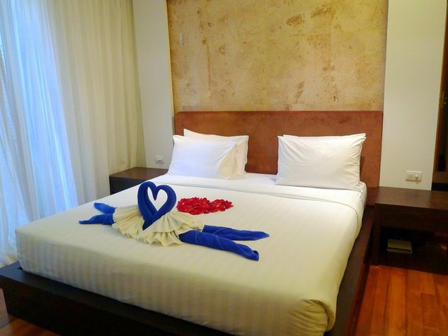 Master bed with two bedside tables