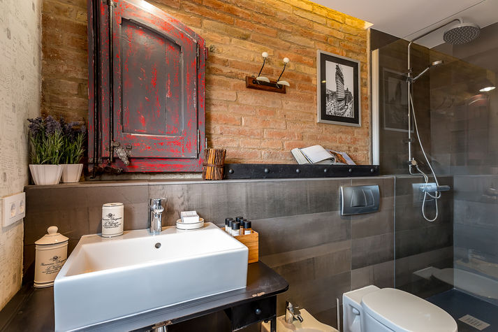 Bathroom with a large shower