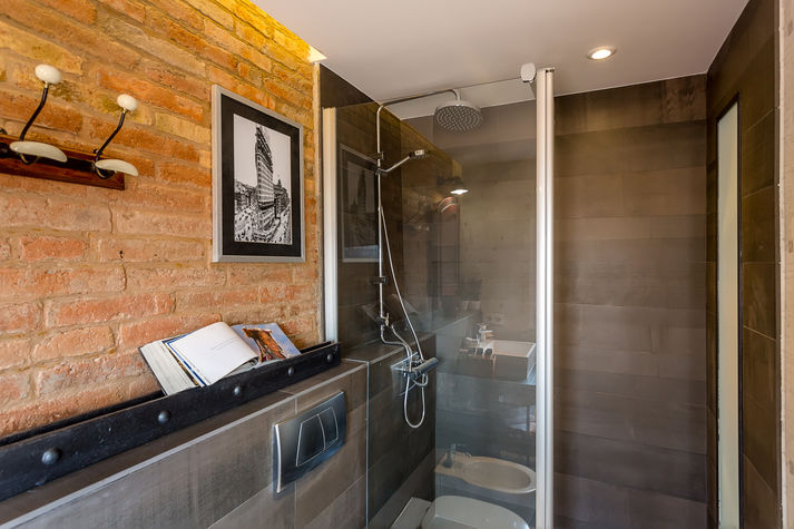 Bathroom with a large shower