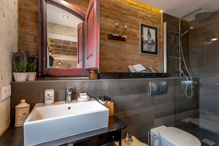 Bathroom with a large shower