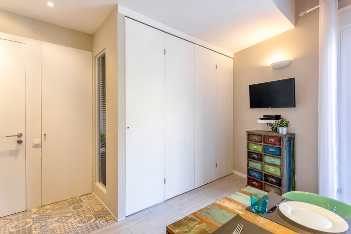 Living Room can be fully closed with sliding doors