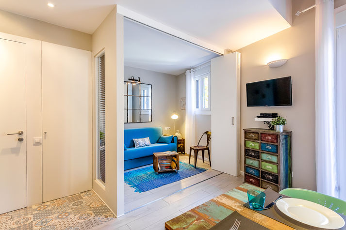 Living Room can be fully closed with sliding doors